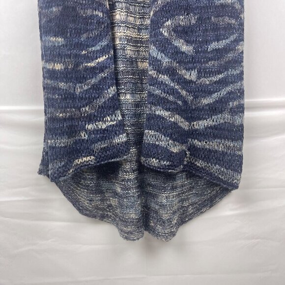Chicos Blue Knitted Waterfall Duster Vest Size 2 Sleeveless Open Front - Picture 2 of 12